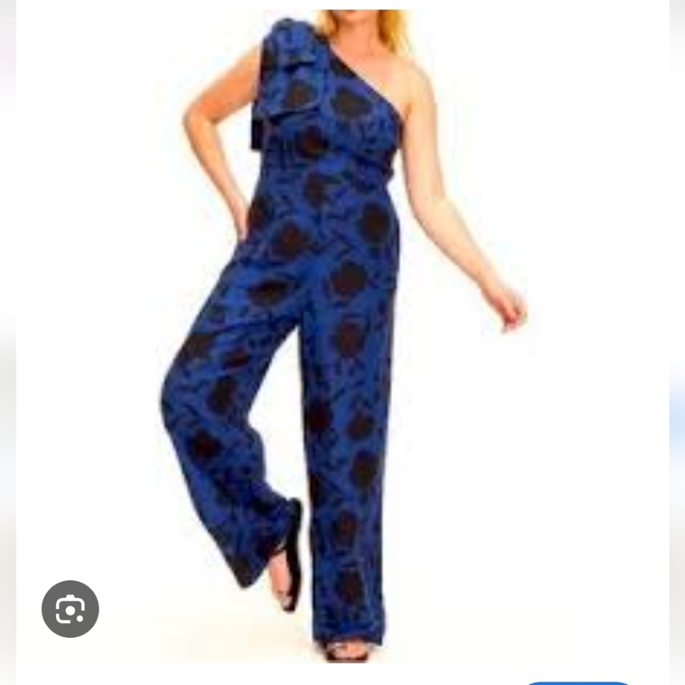 Kate Spade x Target Blue Linen One Shoulder Jumpsuit